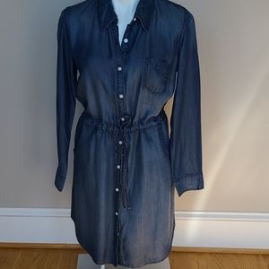 Chambray/Denim Drawstring Dress - M